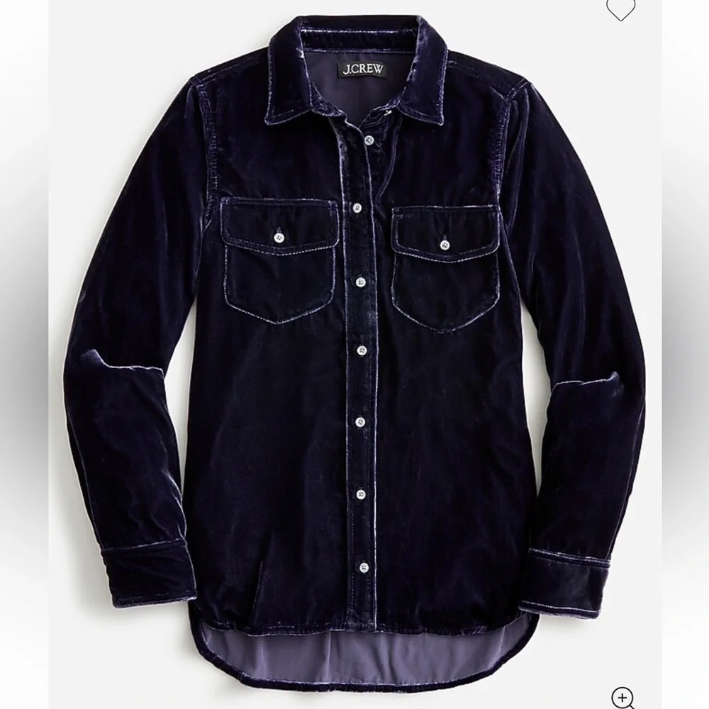 J. Crew NWT classic fit button down velvet shirt in purple blue